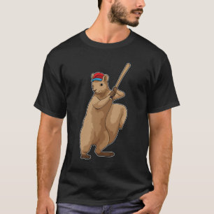Camiseta ardilla en el béisbol con bate de béisbol
