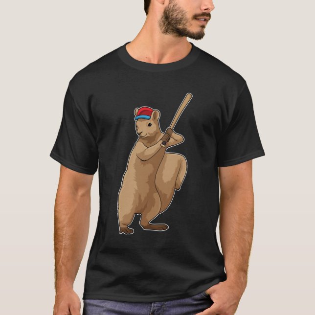 Camiseta ardilla en el béisbol con bate de béisbol (Anverso)