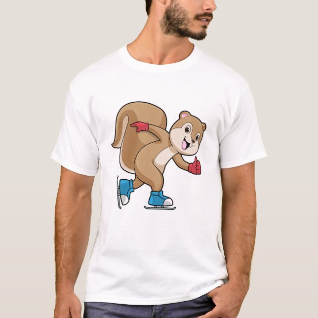 Camiseta Ardilla en patinaje sobre hielo con patines de hie (Anverso)