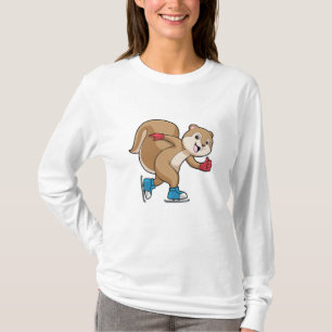 Camiseta Ardilla en patinaje sobre hielo con patines de hie
