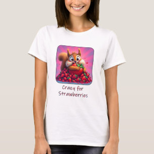 Camiseta Ardilla esponjosa “Loca por las fresas”, divertida