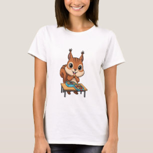 Camiseta Ardilla Feliz y Adorable Comiendo Almuerzo de Caja