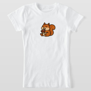 Camiseta Ardilla Feliz y Lindo Comiendo Bellota Dibujo Anim