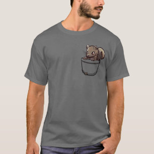 Camiseta Ardilla gris de corte de bolsillo