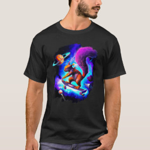 Camiseta Ardilla haciendo skate en el espacio exterior retr
