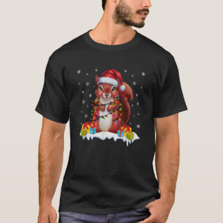 Camiseta ardilla iluminadora de navidad usando Santa Hat Ug