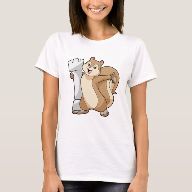 Camiseta Ardilla jugando ajedrez con la pieza Rey (Anverso)