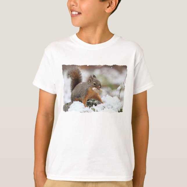 Camiseta Ardilla linda en nieve con el cacahuete (Anverso)