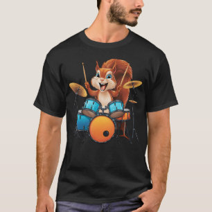 Camiseta Ardilla Linda Tocando la Batería Ardilla Baterista