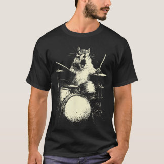 Camiseta Ardilla Linda Tocando la Batería Perro de Música D