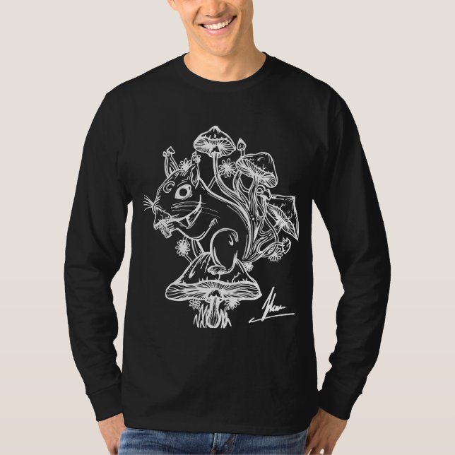 Camiseta Ardilla Longsleeve negro (Anverso)