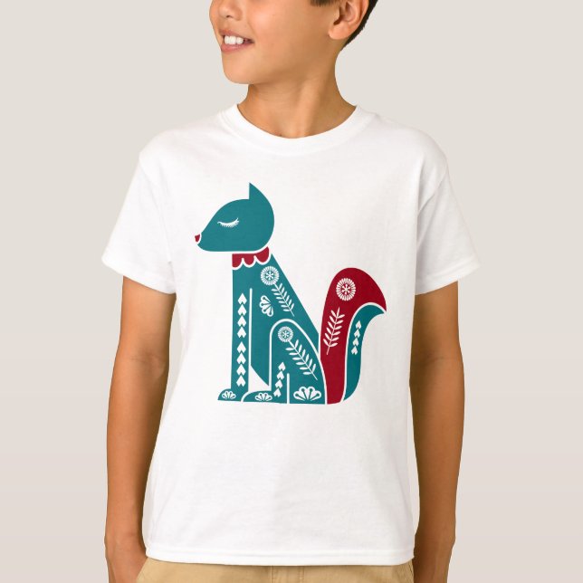 Camiseta Ardilla nórdica azul y roja (Anverso)