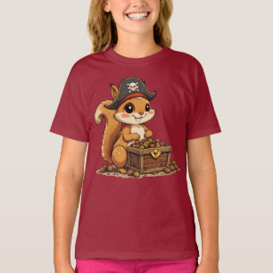 Camiseta Ardilla Pirata con Tesoro de Bellota Divertida Ado