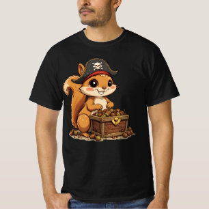 Camiseta Ardilla Pirata con Tesoro de Bellotas Divertida y
