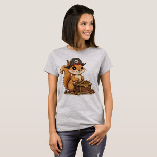 Camiseta Ardilla Pirata con Tesoro de Bellotas Divertida y