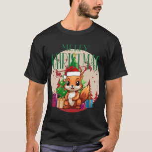 Camiseta ardilla sonriente festiva en Santa Hat