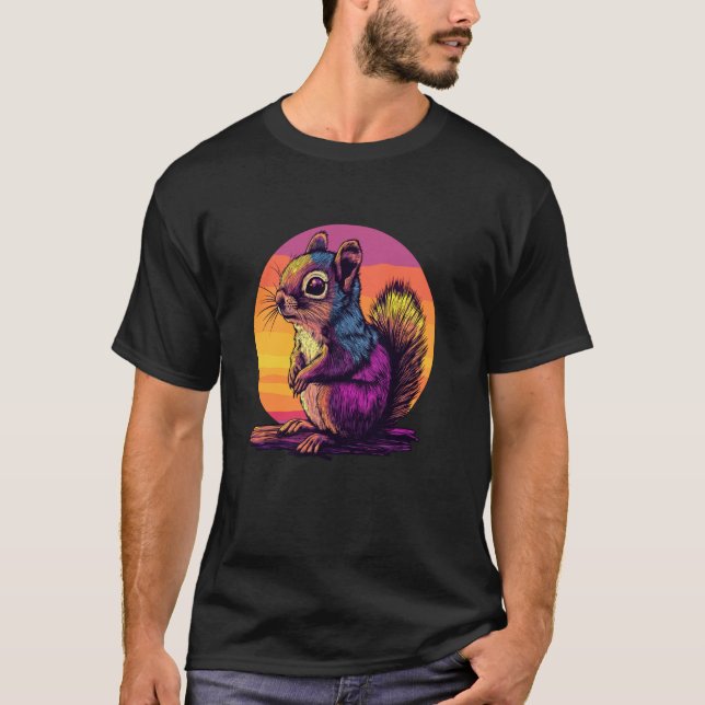 Camiseta Ardilla Vibrante En Colores De Atardecer (Anverso)