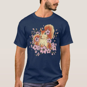 Camiseta Ardilla y ardilla divertida con sakura y cereza