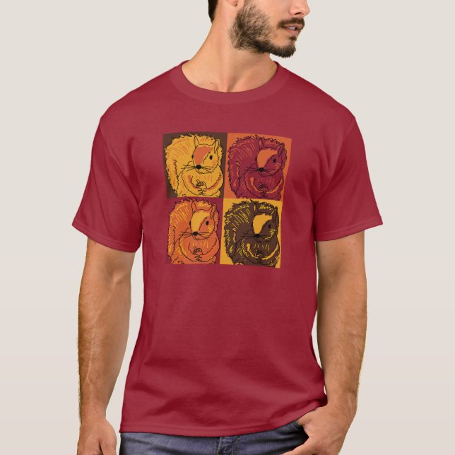 Camiseta ardillas de arte pop otoñales (Anverso)