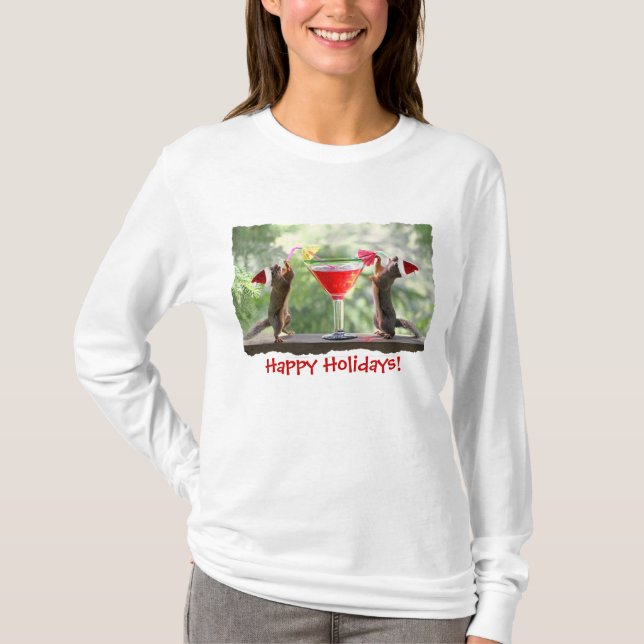 Camiseta Ardillas de Santa que beben un cóctel (Anverso)