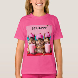 Camiseta Ardillas felices batidos de fresa rosados