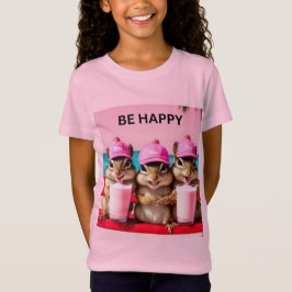 Camiseta Ardillas felices con batidos de fresa