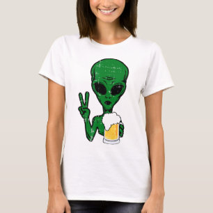 Camiseta Area-51 Cerveza Alien Signo de paz Lazy Bebe Hallo