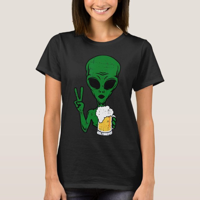 Camiseta Area-51 Cerveza Alien Signo de paz Lazy Bebe Hallo (Anverso)