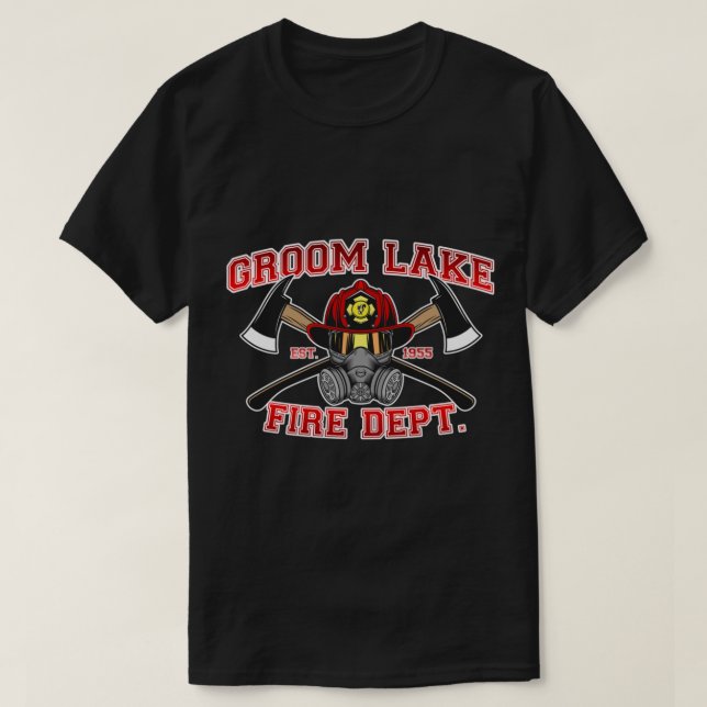 Camiseta Área 51 del Departamento de Bomberos del Lago Groo (Diseño del anverso)