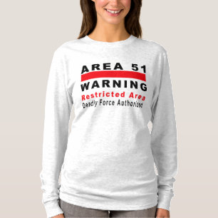 Camiseta Área 51 que advierte
