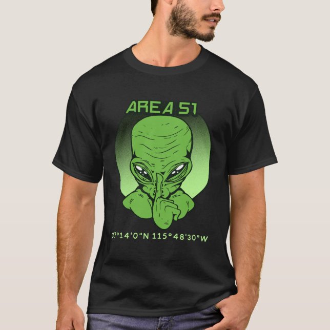 Camiseta Area 51 Roswell Coordinates UFO Alien UFO Flying S (Anverso)
