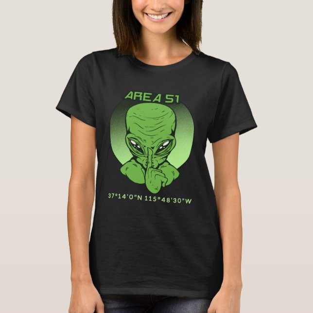 Camiseta Area 51 Roswell Coordinates UFO Alien UFO Flying S (Anverso)