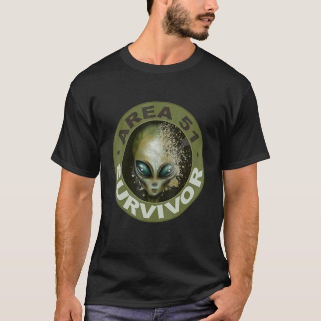 Camiseta Área 51 Sobreviviente Ufo Alien Evolution Design (Anverso)