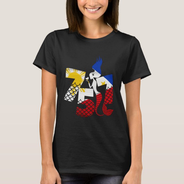 Camiseta Area Code 757 Filipino American With Mermaid Phili (Anverso)
