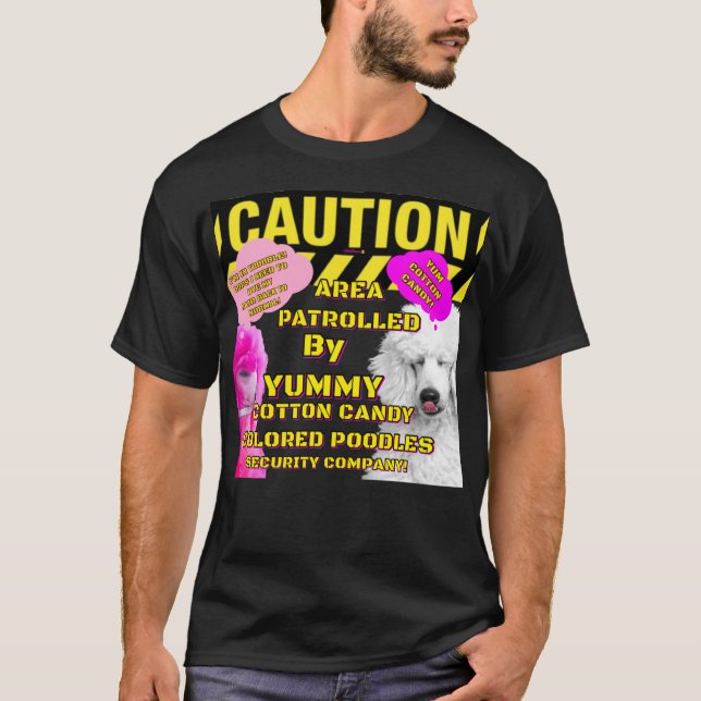 Camiseta Área de Precaución Patrullada por POODLES de Algod (Anverso)
