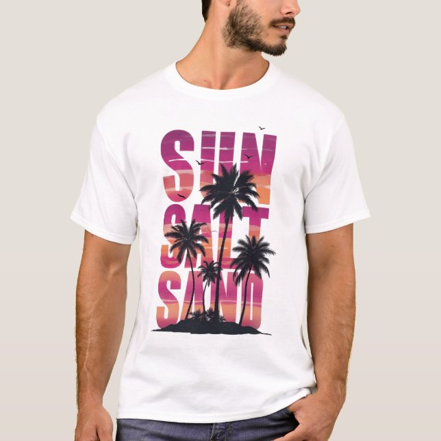 Camiseta Arena de sal solar - atardecer tropical (Anverso)