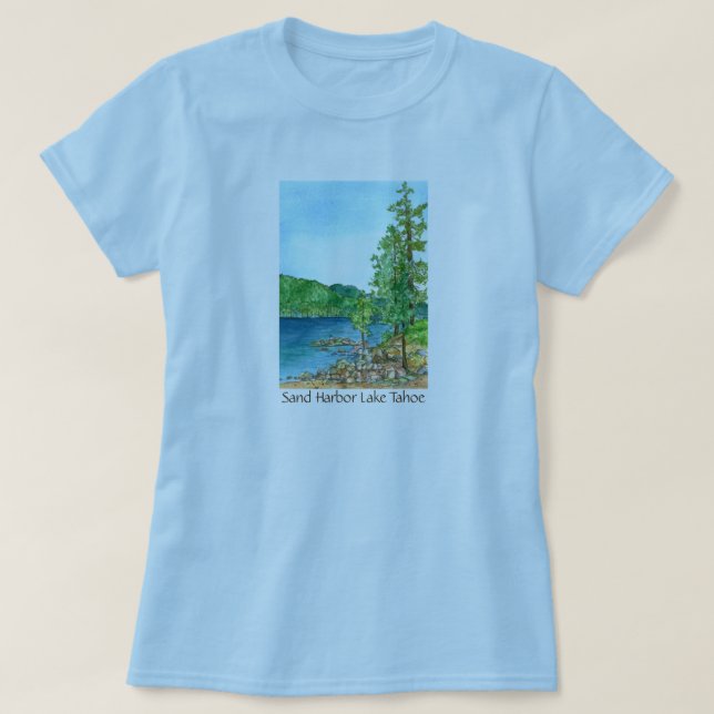 Camiseta Arena Harbour Lake Tahoe Watercolor Art (Diseño del anverso)