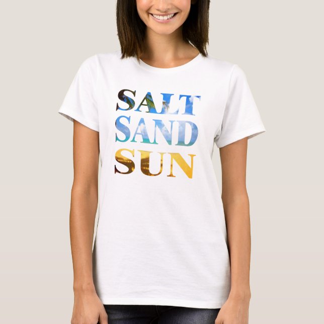 Camiseta arena salada sol verano playa arriba (Anverso)