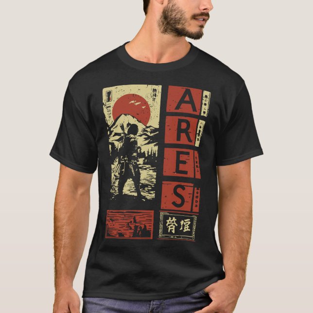 Camiseta Ares Greek God - Estilo Samurai japonés (Anverso)