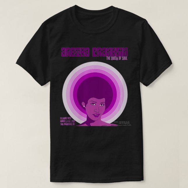Camiseta Aretha Franklin Fillmore West Pink VNeck  (Diseño del anverso)