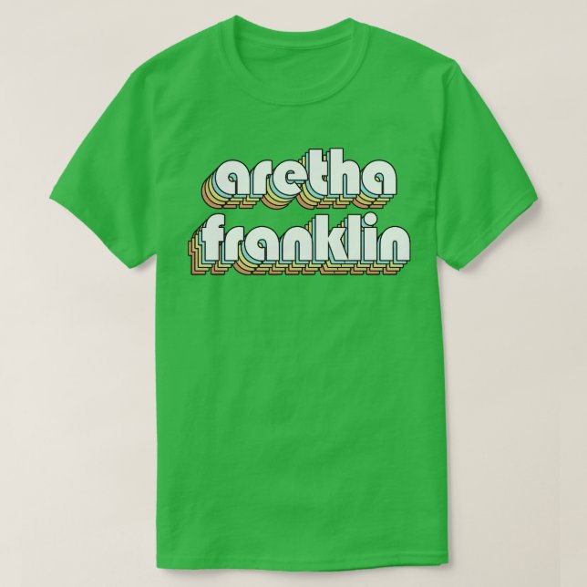 Camiseta Aretha Franklin Retro Tipografía Arcoiris Faded St (Diseño del anverso)