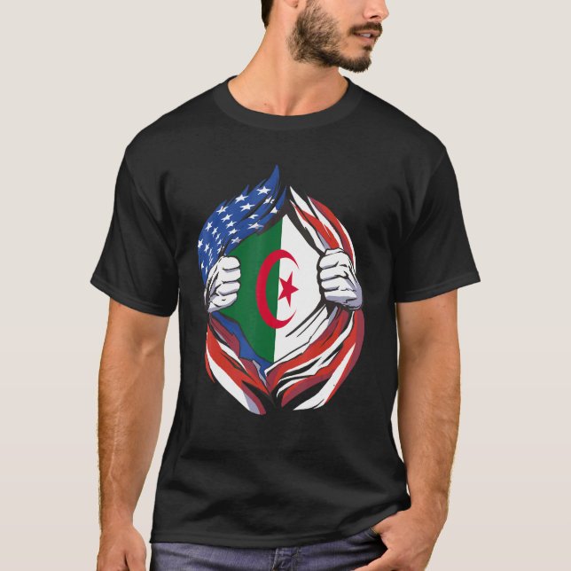 Camiseta Argelia Bandera Estadounidense Orgullosa De Mi Her (Anverso)