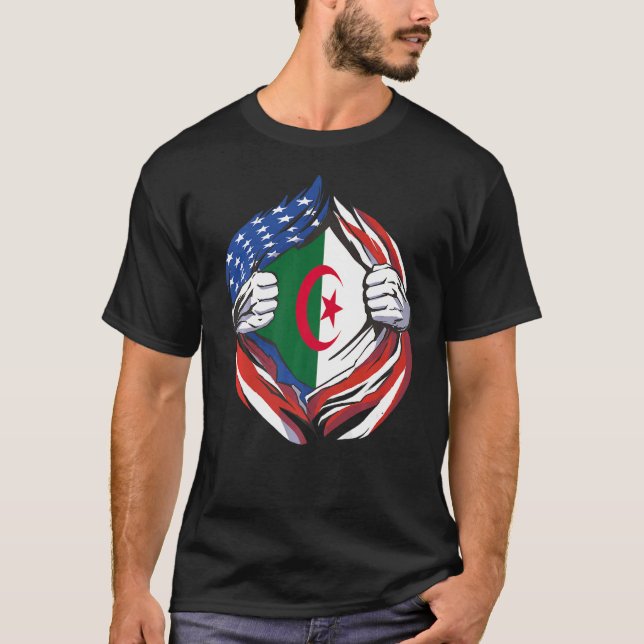 Camiseta Argelia Bandera estadounidense orgullosa de mi her (Anverso)