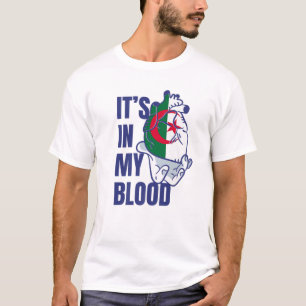 Camiseta Argelia: Venas de sangre del corazón con bandera 
