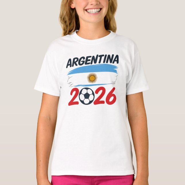 Camiseta Argentina 2026 Soccer Fan Design Flag Colors (Anverso)