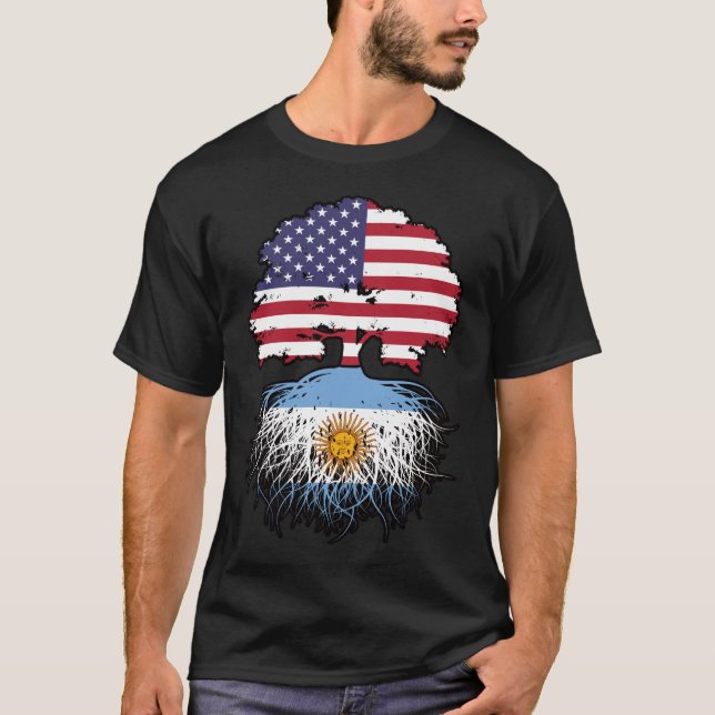 Camiseta Argentina: Bandera de raíces argentinas norteameri (Anverso)