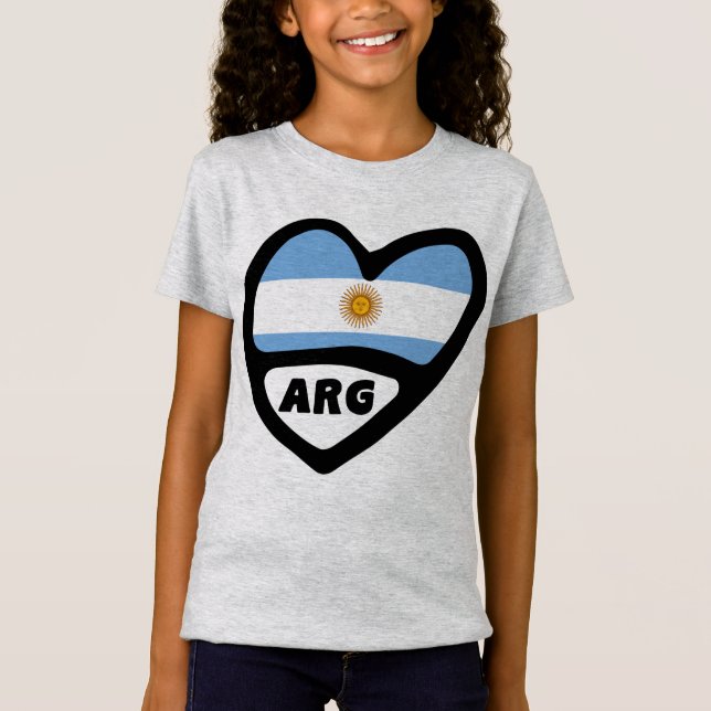 Camiseta Argentina Código de país Bandera Corazón ARG (Anverso)
