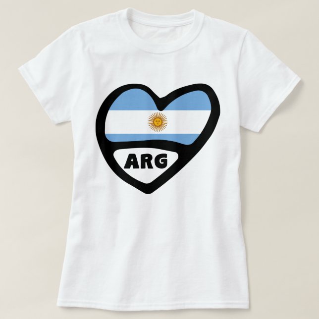 Camiseta Argentina Código de país Bandera Corazón ARG (Diseño del anverso)