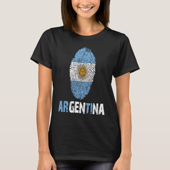 Camiseta ARGENTINA Finger Print Flag  I Love Argentina Trav (Anverso)