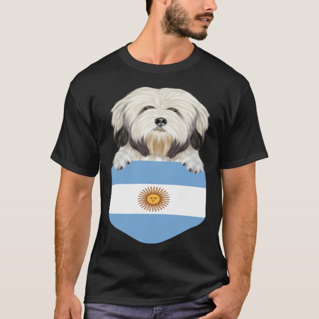 Camiseta Argentina Flag Lowchen Dog In Pocket (Anverso)